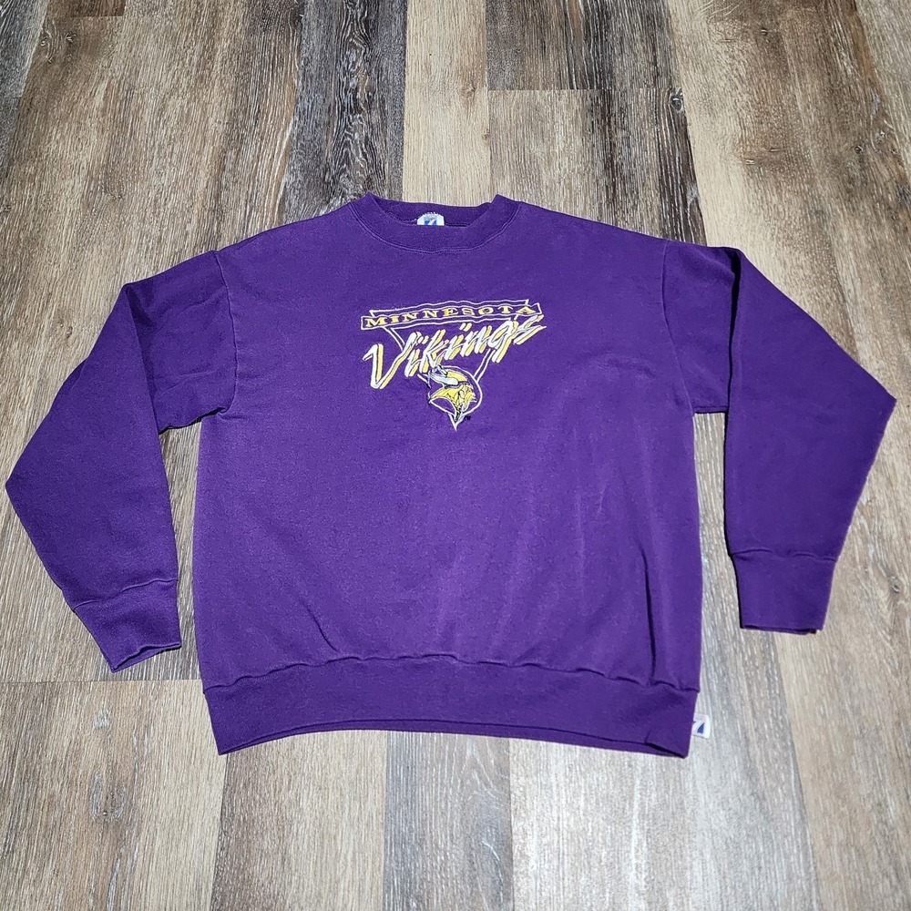 Vintage 90s Logo 7 Minnesota Vikings NFL Football Purple Crewneck Sweatshirt L